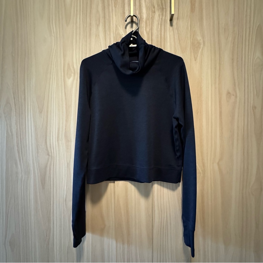 Stylish Prana Navy Blue Ribbed Mock Turtleneck
